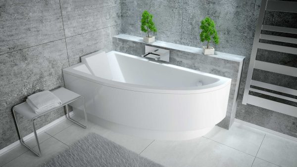 Besco Praktika aszimmetrikus akril fürdőkád 150x70 cm - balos - WAP-150-NL - Image 5