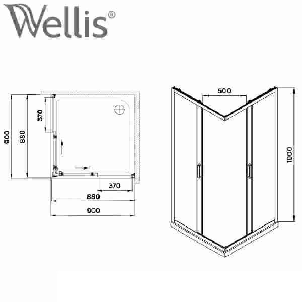 Wellis Apollo Easy Clean szögletes zuhanykabin 90 x 90 x 190 cm WC00474 - Image 4