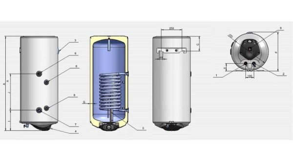 ELDOM Green Line SR100 - indirekt használati meleg víz tartály 1 hőcserélővel (jobbos / 100 liter / 2 kW / 462 mm Ø) - Image 4