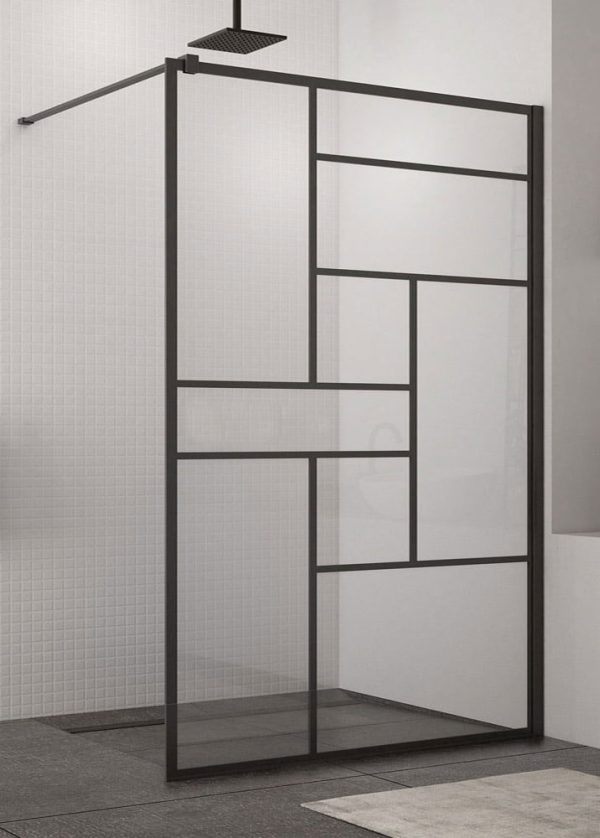 Aquatrend BR-7008E Walk-in fekete zuhanyfal 120x200