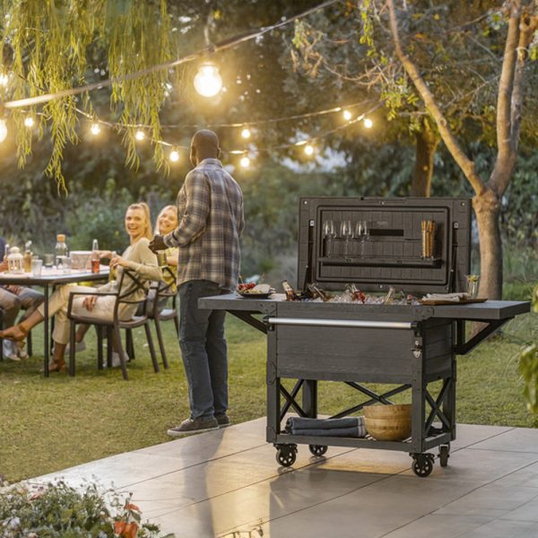 Patio cooler & Beverage cart grill asztal szürke - 255187 - Image 2