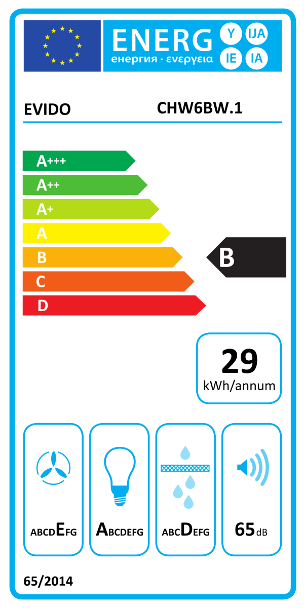 Evido TRICOL 60W fali kürtős páraelszívó 60 cm fehér - CHW6BW-1 - Image 4