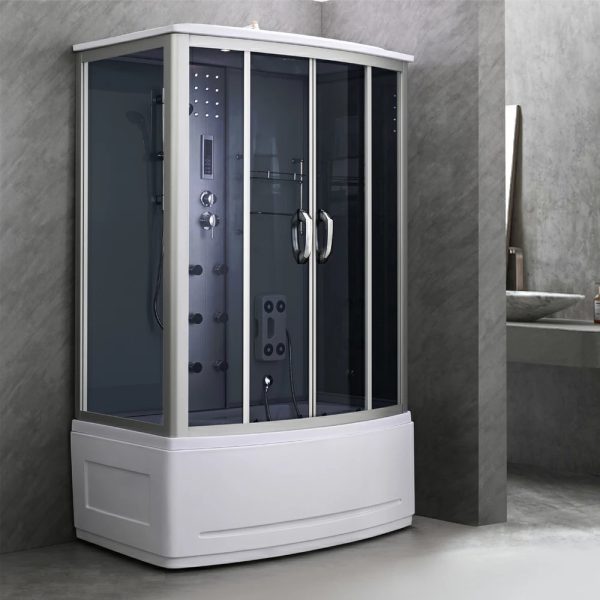 Emilia 85x135 cm szögletes hidromasszázs kádkabin elektronikával Black - HTSR-135B - Image 2