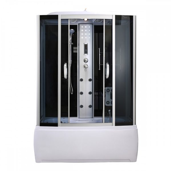 Emilia 85x150 cm szögletes hidromasszázs kádkabin elektronikával Black - HTSR-150B