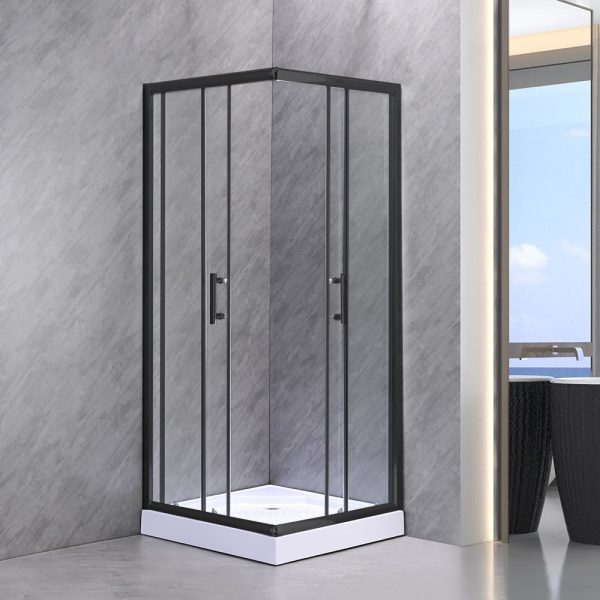Spirit Clear 90x90 cm szögletes zuhanykabin, zuhanytálcával fekete - SC90AB_AKSZ90ZT - Image 2