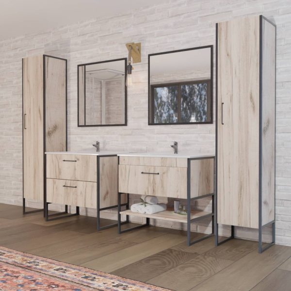 TMP IRON fürdőszobai tükör 75 cm - FEKETE keret - szögletes - 00400906