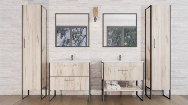 TMP IRON fürdőszobai tükör 85 cm - FEKETE keret - szögletes - 00400907
