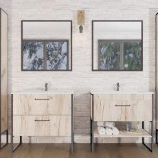 TMP IRON fürdőszobai tükör 100 cm - FEKETE keret - szögletes - 00401134
