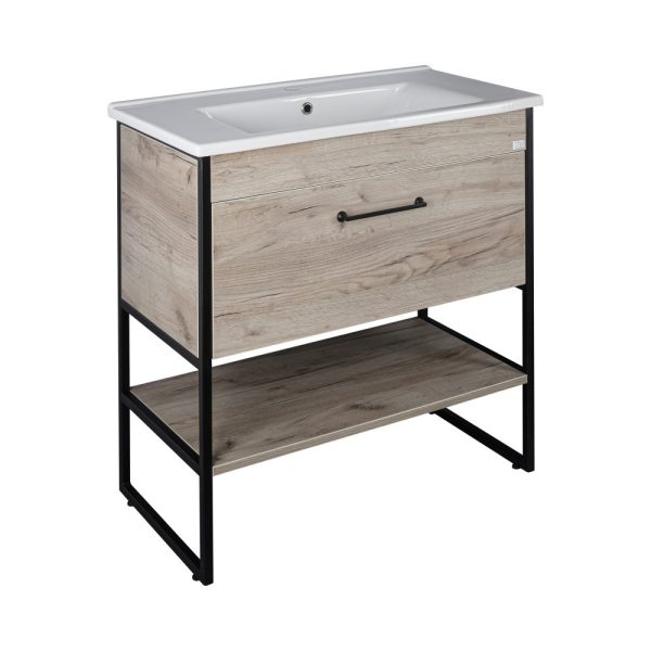 TMP IRON 85 lábon álló fürdőszobabútor 85 cm Sanovit ATRIA 9085 porcelán mosdóval 85x45,5cm - 00401214 - Image 2