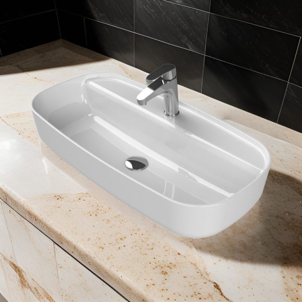 CeraStyle AQUA - PULTRA ültethető - Top Counter - porcelán mosdó - 80 x 40 cm - 077300-u - Image 4