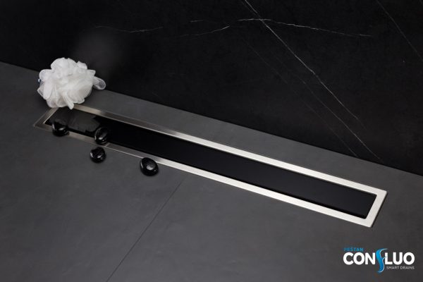 Pestan zuhanyfolyóka Confluo Premium Line FEKETE üveg 75cm - 13000294 - Image 2