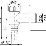 Mosógép / mosogatógép szifon - falon kívüli - KRÓM - Ø 32 mm - Image 2