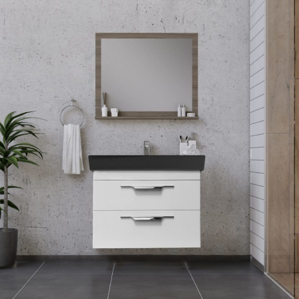 TMP LUX 100 fali fürdőszobabútor - CeraStyle SHARP FEKETE mosdóval - 1 csaplyukkal - 100 x 48 cm - 400553VB012A32U05 - Image 3
