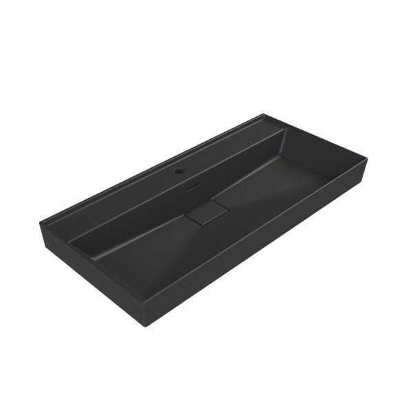 TMP LUX 100 fali fürdőszobabútor - CeraStyle SHARP FEKETE mosdóval - 1 csaplyukkal - 100 x 48 cm - 400553VB012A32U05 - Image 4