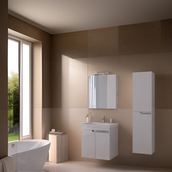 PIRAMIDA EURIDIKA 60LH fali függesztett fürdőszobabútor - öntött műmárvány mosdóval -60 x 60 x 38 cm - 8360LHXX - Image 7