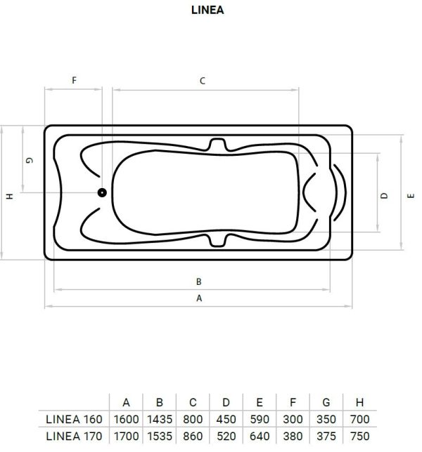 Favorit LINEA szaniter akril kád előlappal-oldallappal-állvánnyal 160 x 70 cm - AL355 - Image 5