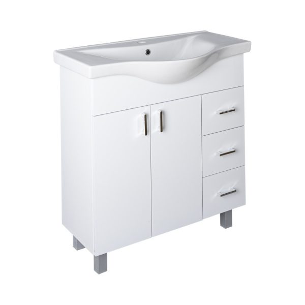 Viva STYLE Bianka 80 lábon álló fürdőszobabútor 3 fiókos Sanovit ALBATROS 10080 mosdóval 80 x 46 cm - DD800-3F - Image 2