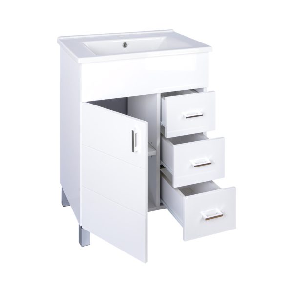Viva STYLE Karina 85 lábon álló fürdőszobabútor 3 fiókos Sanovit ATRIA 9085 mosdóval 85 x 45,5 cm - DD810-3F - Image 4