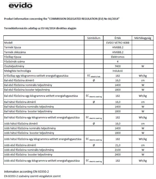 Evido VETRO 60BB indukciós üvegkerámia főzőlap 60 cm fekete - HIV6BB-2 - Image 2
