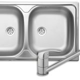 Livinox EC-113 kétmedencés rozsdamentes mosogató 800 x 450 mm, EVIDO SMART álló mosogató csapteleppel