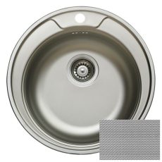 Livinox RONDO EC-145DK rozsdamentes karcálló szövetmintás egymedencés kör mosogató Ø490 mm