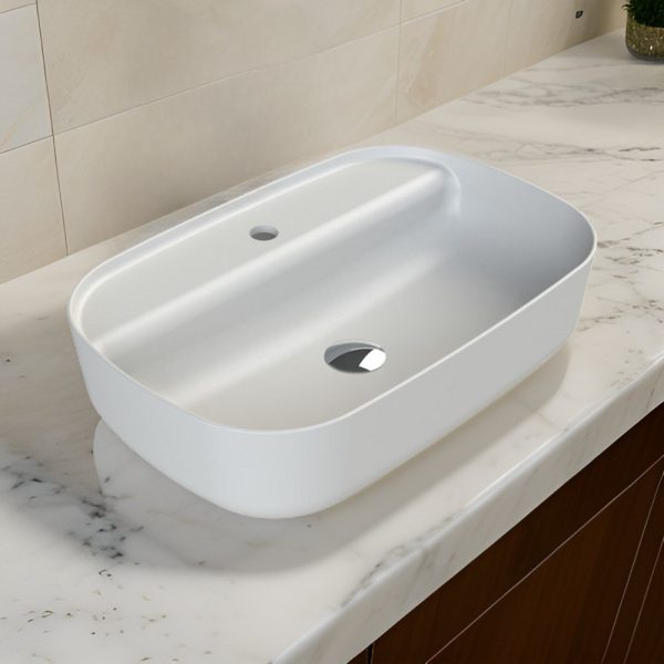 CeraStyle AQUA - PULTRA ültethető - Top Counter - porcelán mosdó - MATT FEHÉR - 60 x 40 cm - OC007H61U04 - Image 3