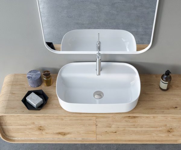 CeraStyle AQUA - PULTRA ültethető - Top Counter - porcelán mosdó - MATT FEHÉR - 60 x 40 cm - OC007H61U04 - Image 4