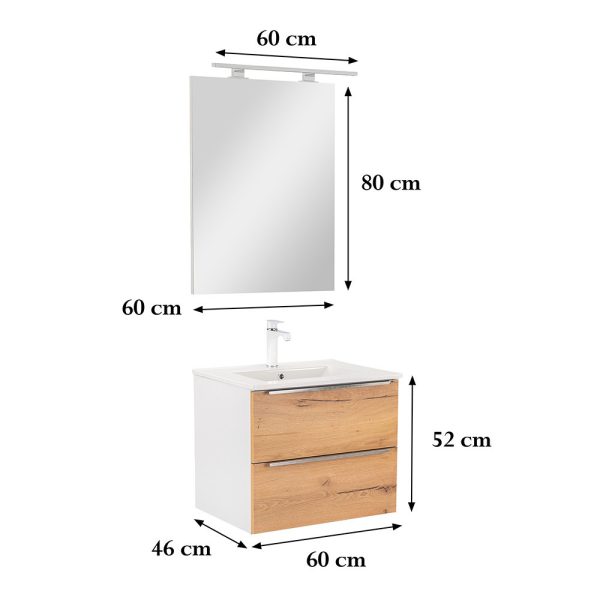 Vario Trim60 komplett fürdőszoba bútor fehér-tölgy színben - Vario012-k - Image 3