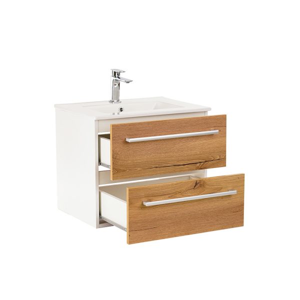 Vario Clam 60 komplett fürdőszoba bútor fehér-tölgy színben - Vario030-k - Image 5