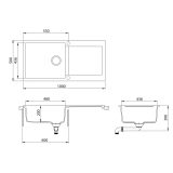 Evido Cubo XL 6S csepptálcás gránit mosogató 1000 x 500 x 200 mm avena - 105726 - Image 2
