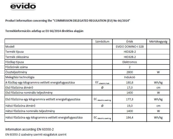 Evido DOMINO-I 32B indukciós domino főzőlap 30 cm fekete - HID32B-2 - Image 2