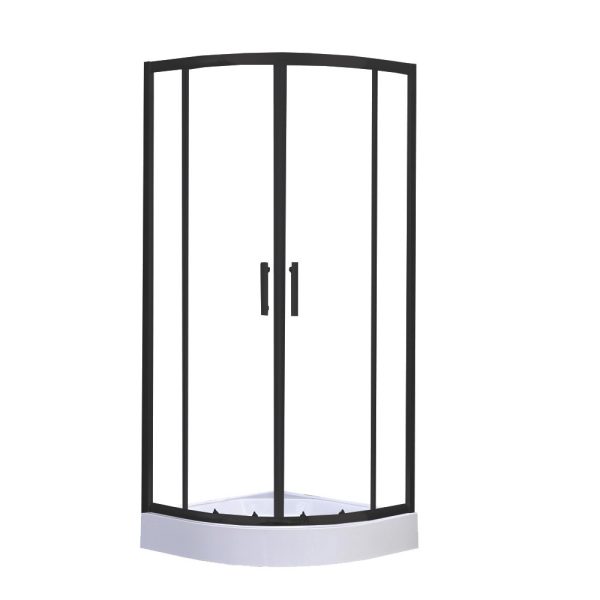 Spirit Clear 80x80 cm íves zuhanykabin zuhanytálcával fekete - SC80SB_AKI80ZT