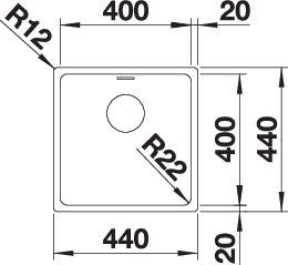 Blanco ANDANO 400-IF rozsdamentes egymedencés mosogató 44 x 44 x 19 cm InFino® szűrőkosár – 522957 - Image 2