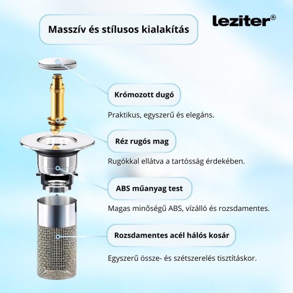 Klikk-Klakk lefolyódugó szűrővel rozsdamentes acél 60 mm - LLSZ-60 - Image 9