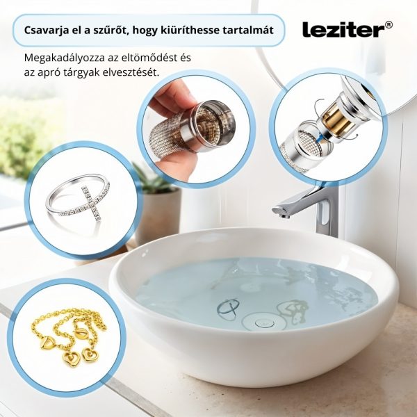 Klikk-klakk lefolyódugó szűrővel rozsdamentes acél 80 mm - LLSZ-80 - Image 5