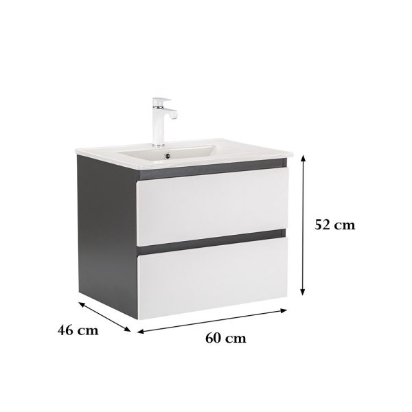 Vario Forte 60 alsó szekrény mosdóval antracit-fehér színben - Vario004 - Image 3
